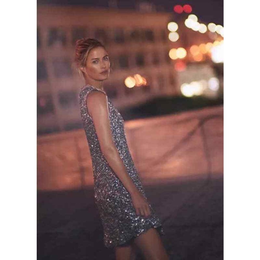 Anthropologie Varun Bahl Astronomy Blue Green Swing Dress Sz. 4P 4 Petite $228
